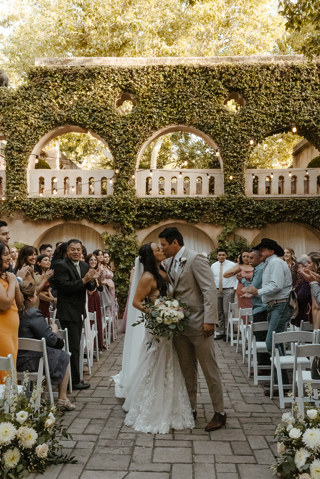 beautiful bride and groom pose together during their tlaquepaque wedding day