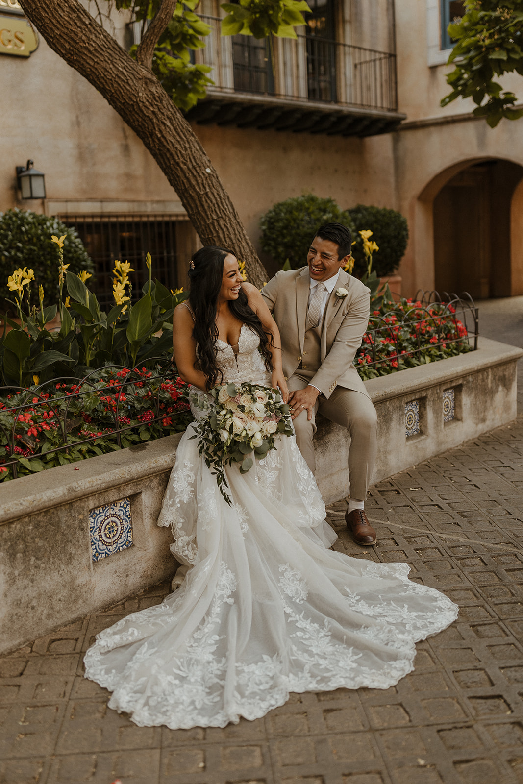 beautiful bride and groom pose together during their tlaquepaque wedding day