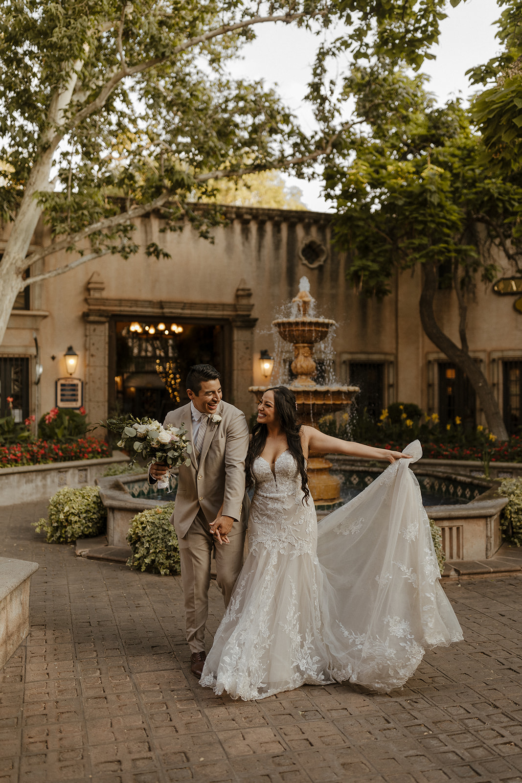 beautiful bride and groom pose together during their tlaquepaque wedding day