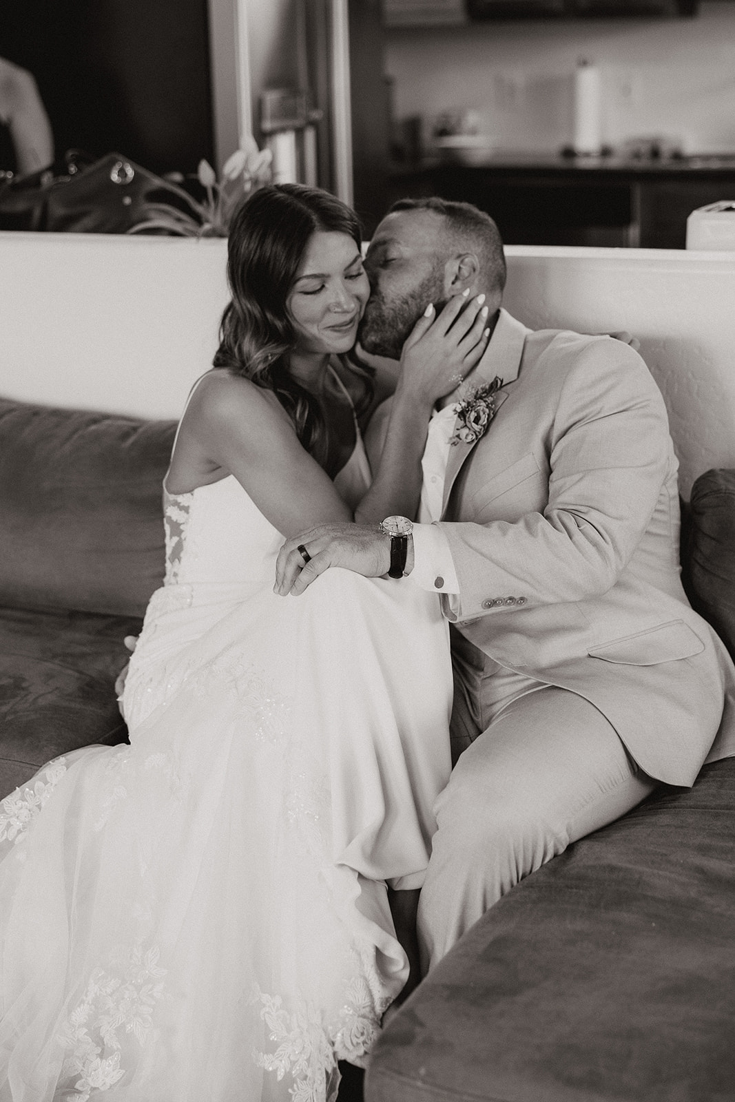 bride and groom take a moment to relax and connect with each other during their Wedding day, a perfect thing to include in your wedding day timeline