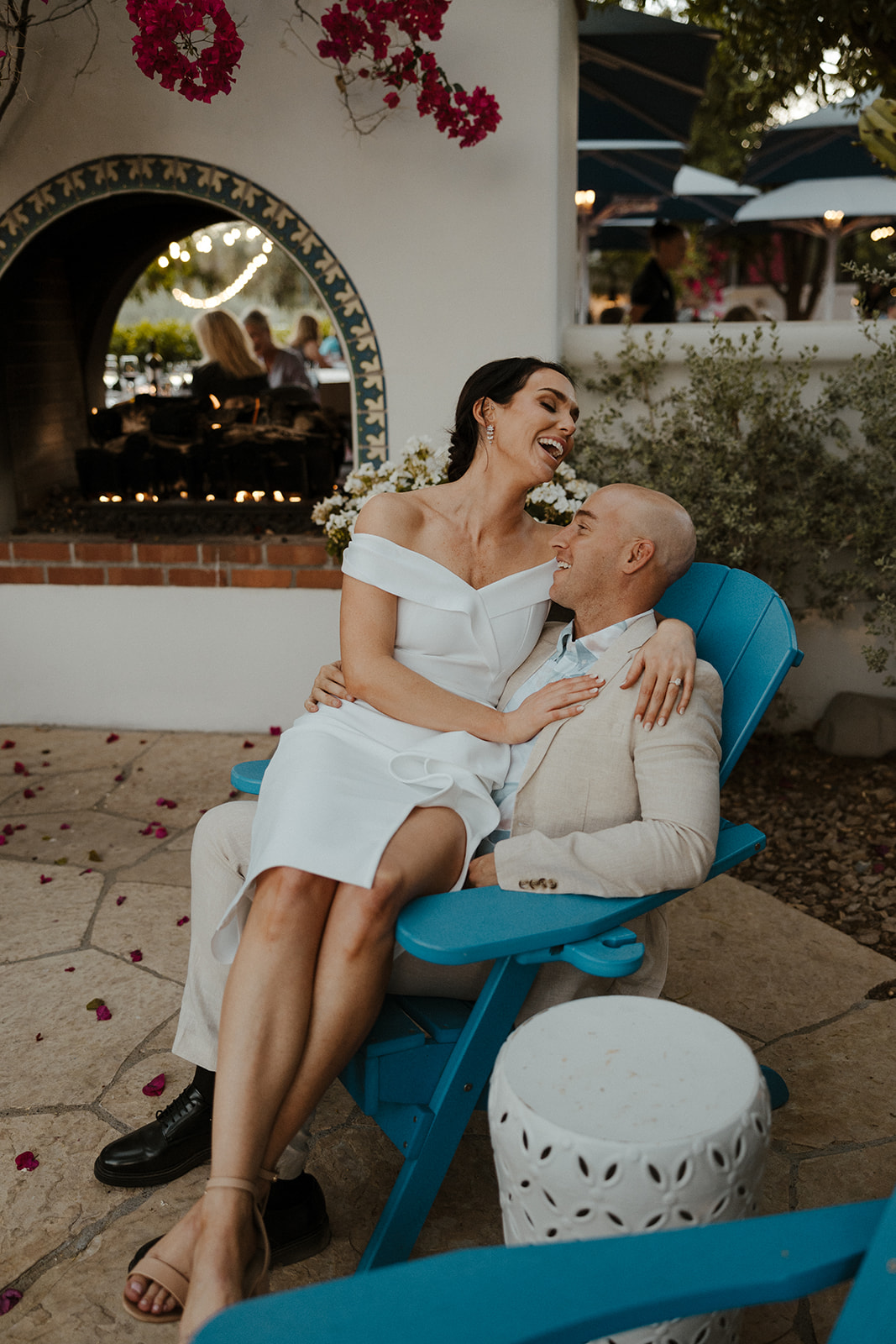 bride and groom share an intimate moment together during their wedding day rehearsal