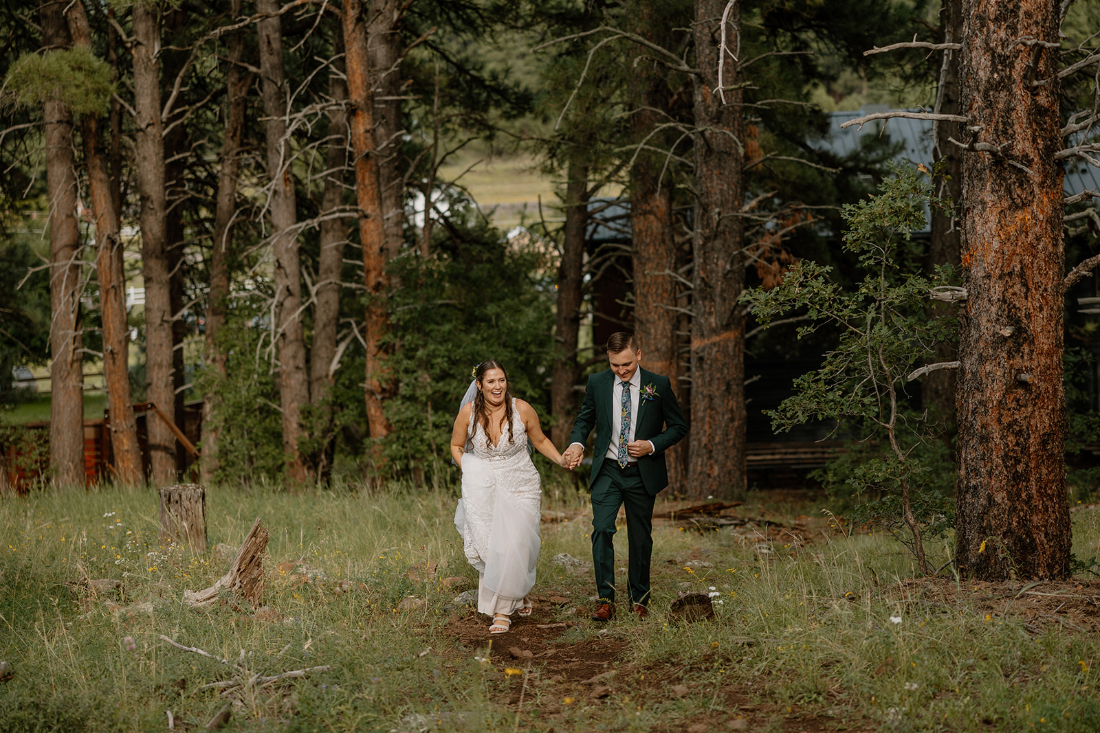 bride and groom pose together after getting married in arizona