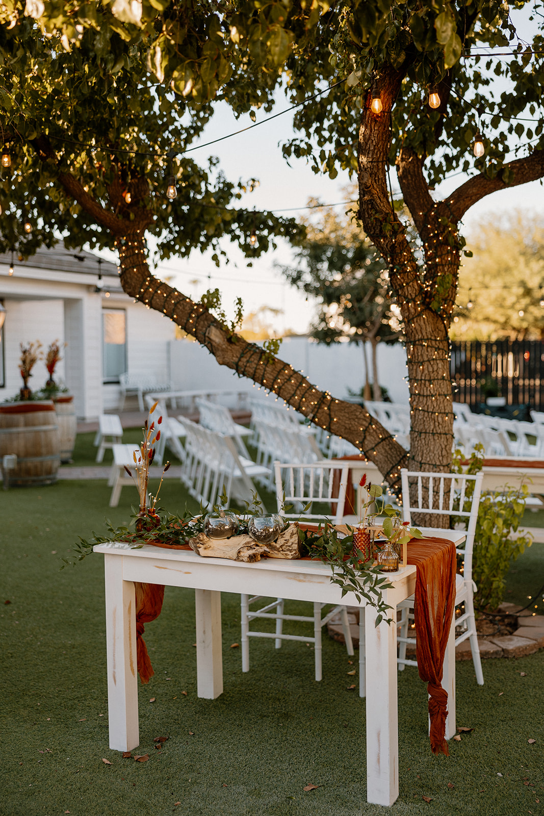 stunning reception area at the Cottage wedding venue in Gilbert, Arizona