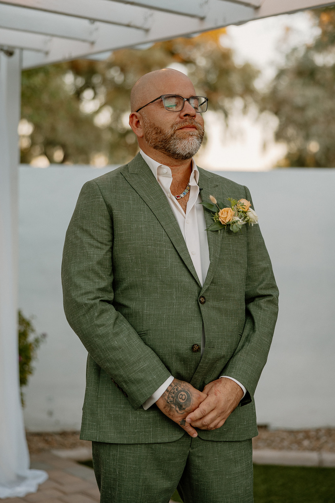 groom eagerly awaits his brides entrance