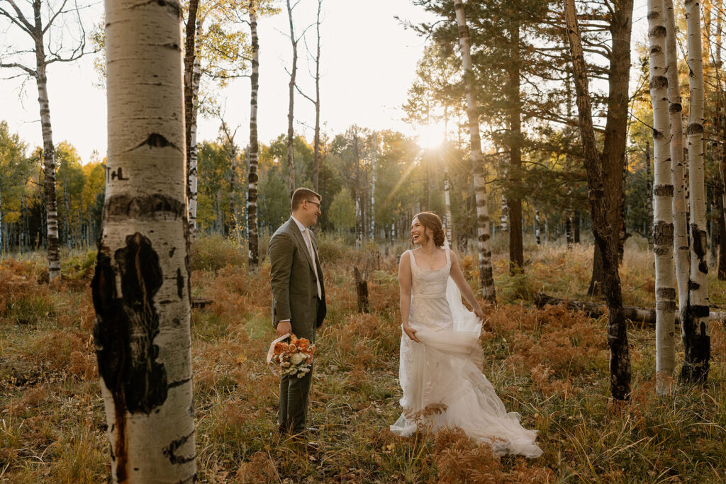 bride and groom share playful moments during their Arizona bride and groom portrait session
