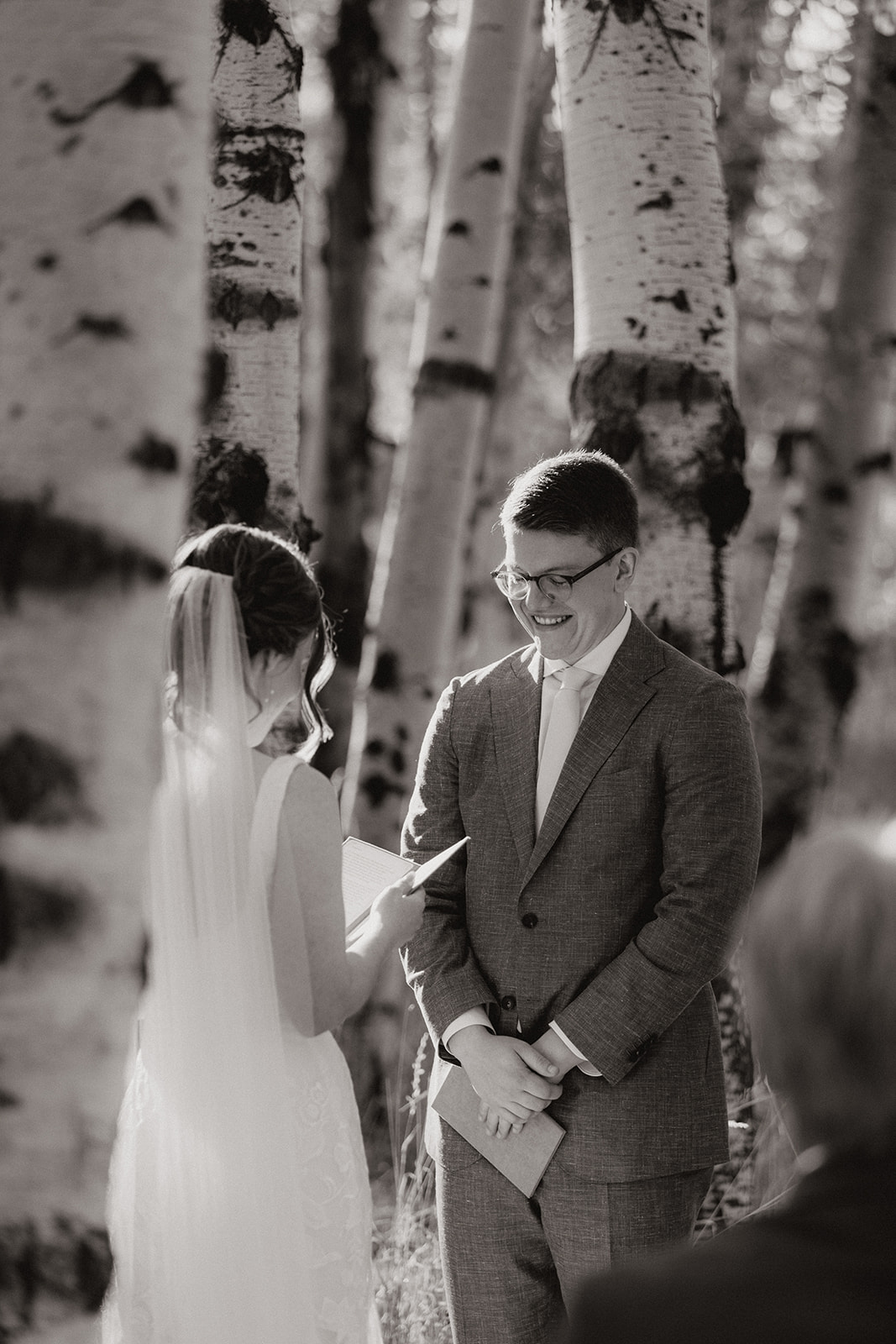 beautiful Fall Flagstaff wedding ceremony hidden in the trees