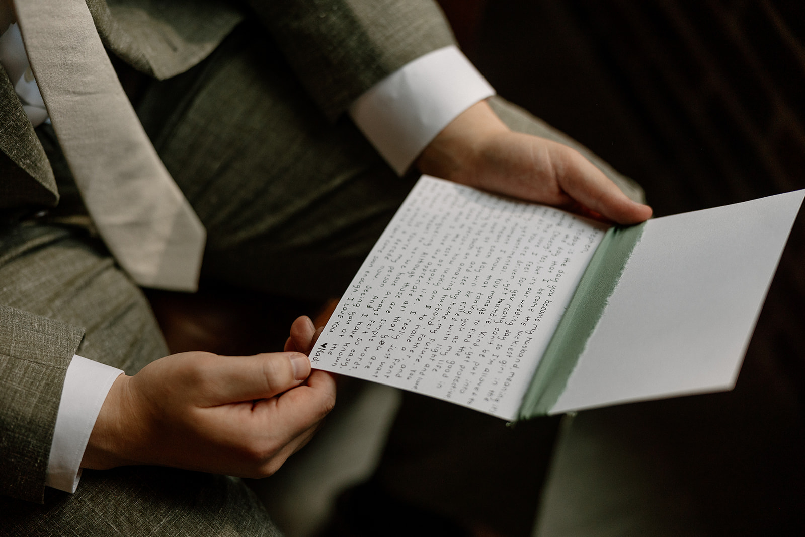husband reads private vows for his stunning bride