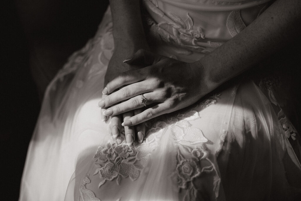 bride poses for a photo before her Flagstaff Arizona wedding day