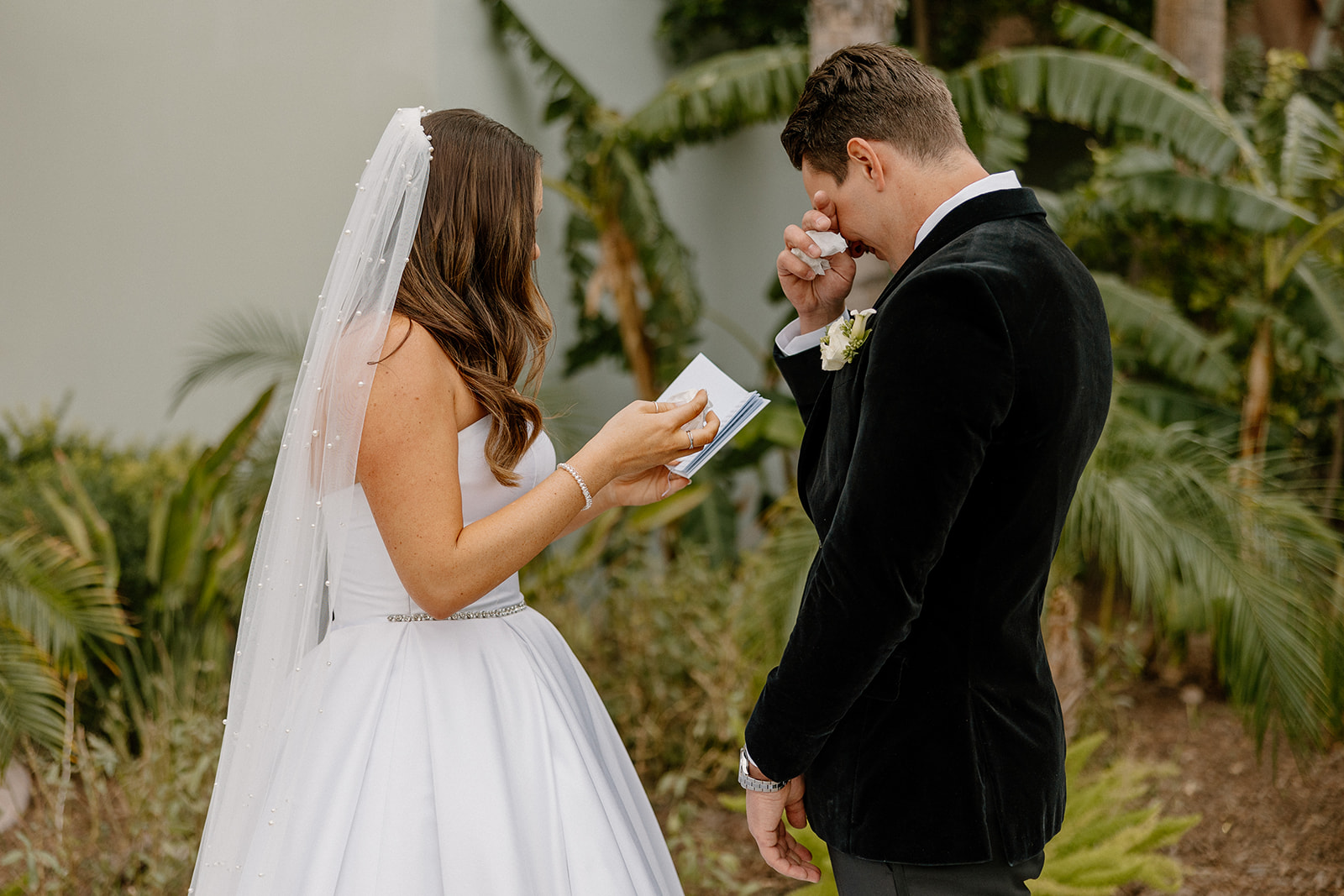 bride reading vows to groom in private vow reading