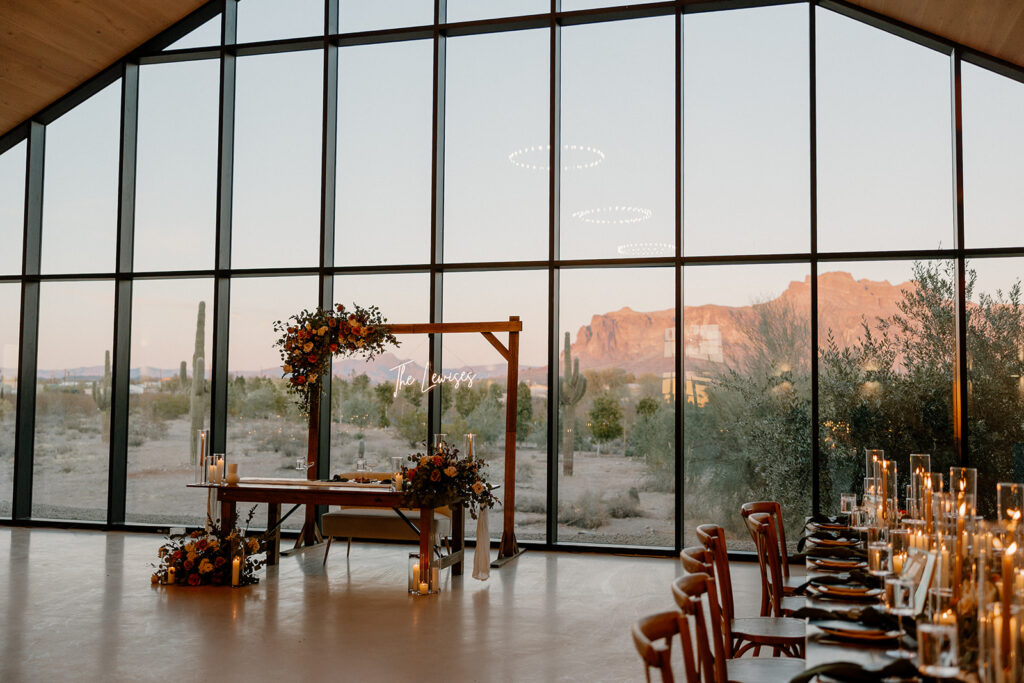 desert view's chapel reception area ready for a timeless Arizona wedding day