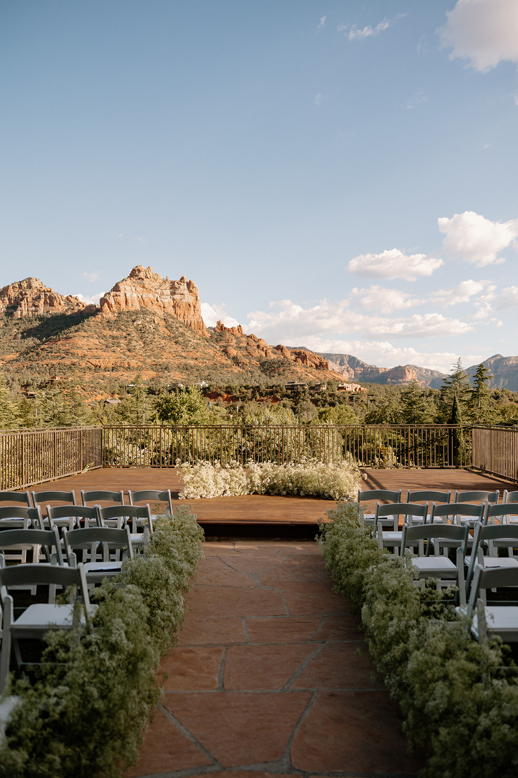 gorgeous outdoor wedding ceremony with scenic views of red rocks