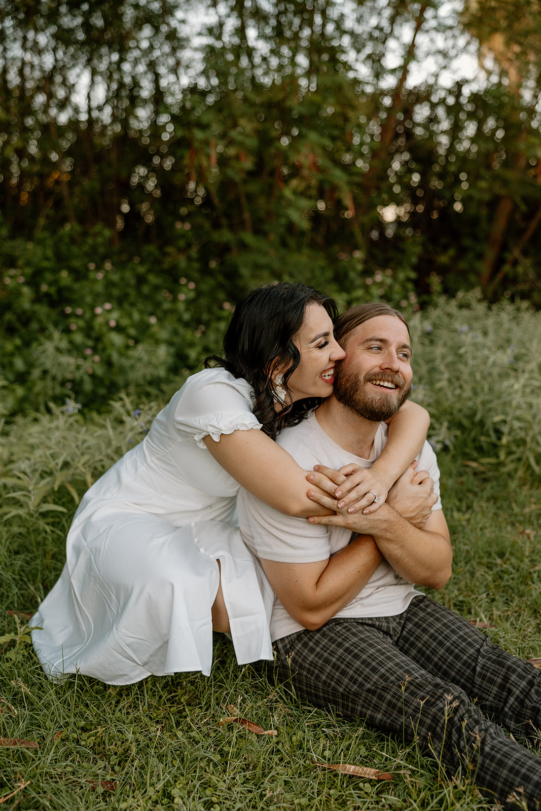beautiful couple share laughs together