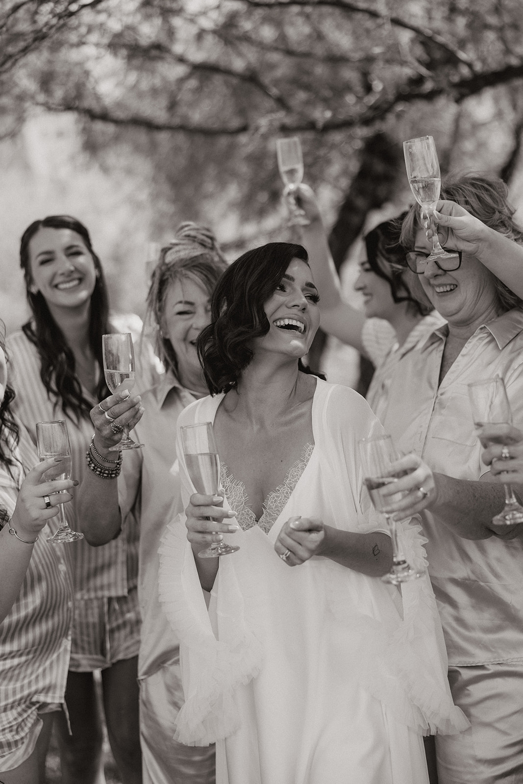A bride getting ready with her bridesmaids