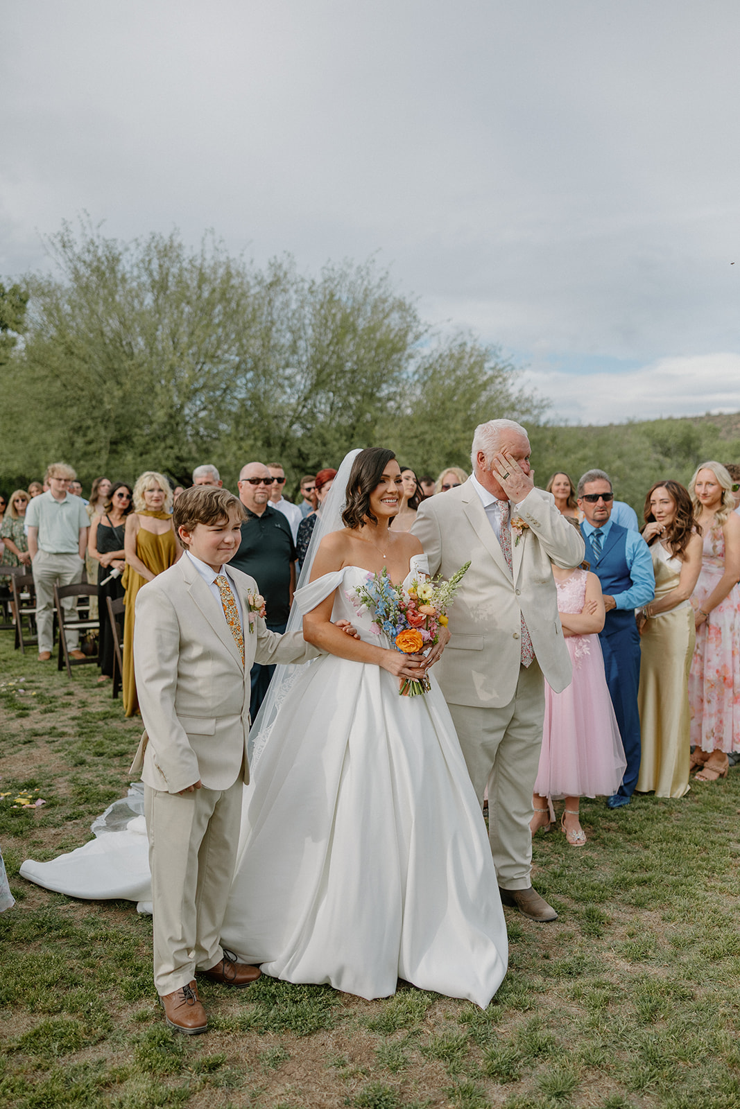 A bride walking down the aisle