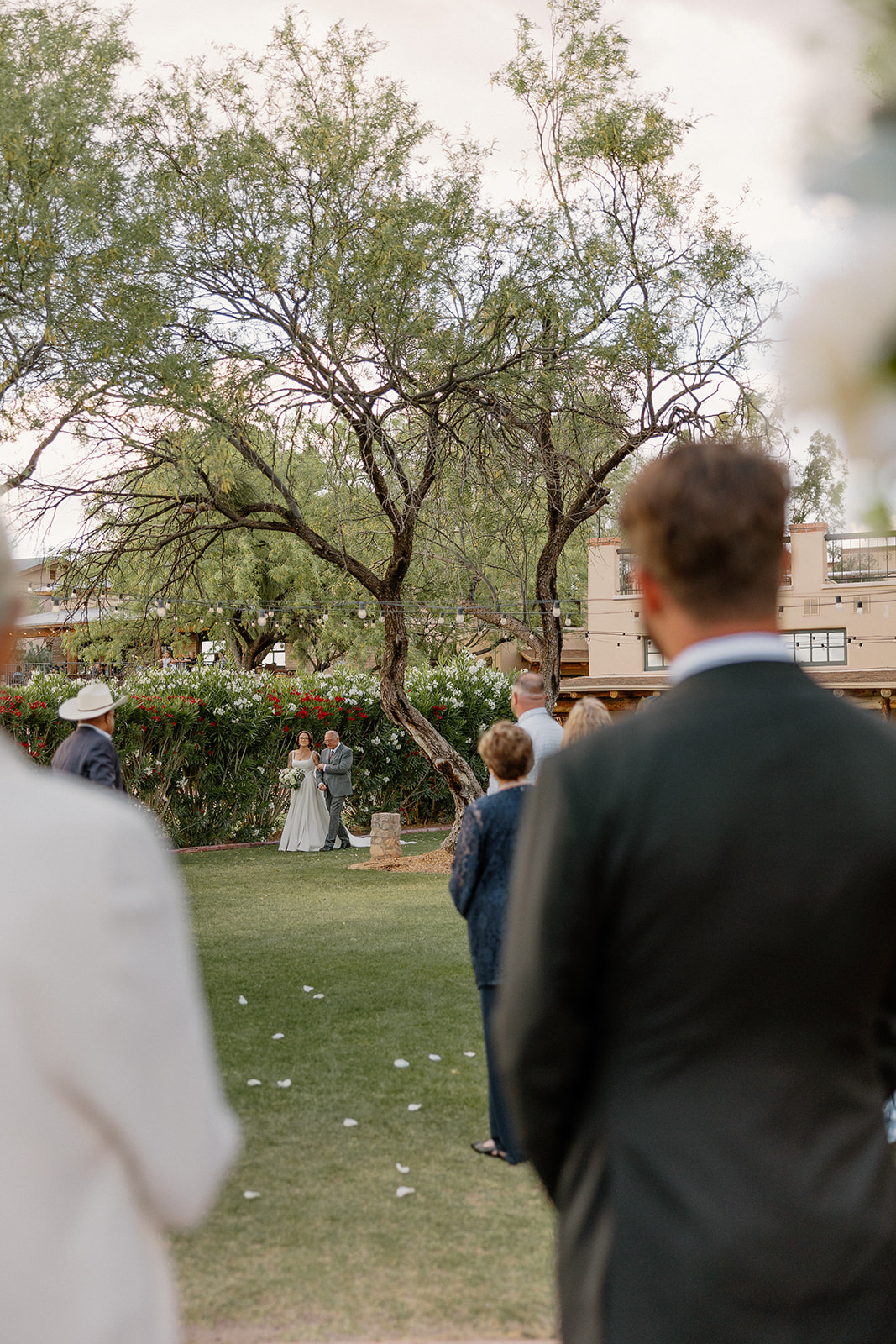 Wedding guests watching an intimate wedding ceremony