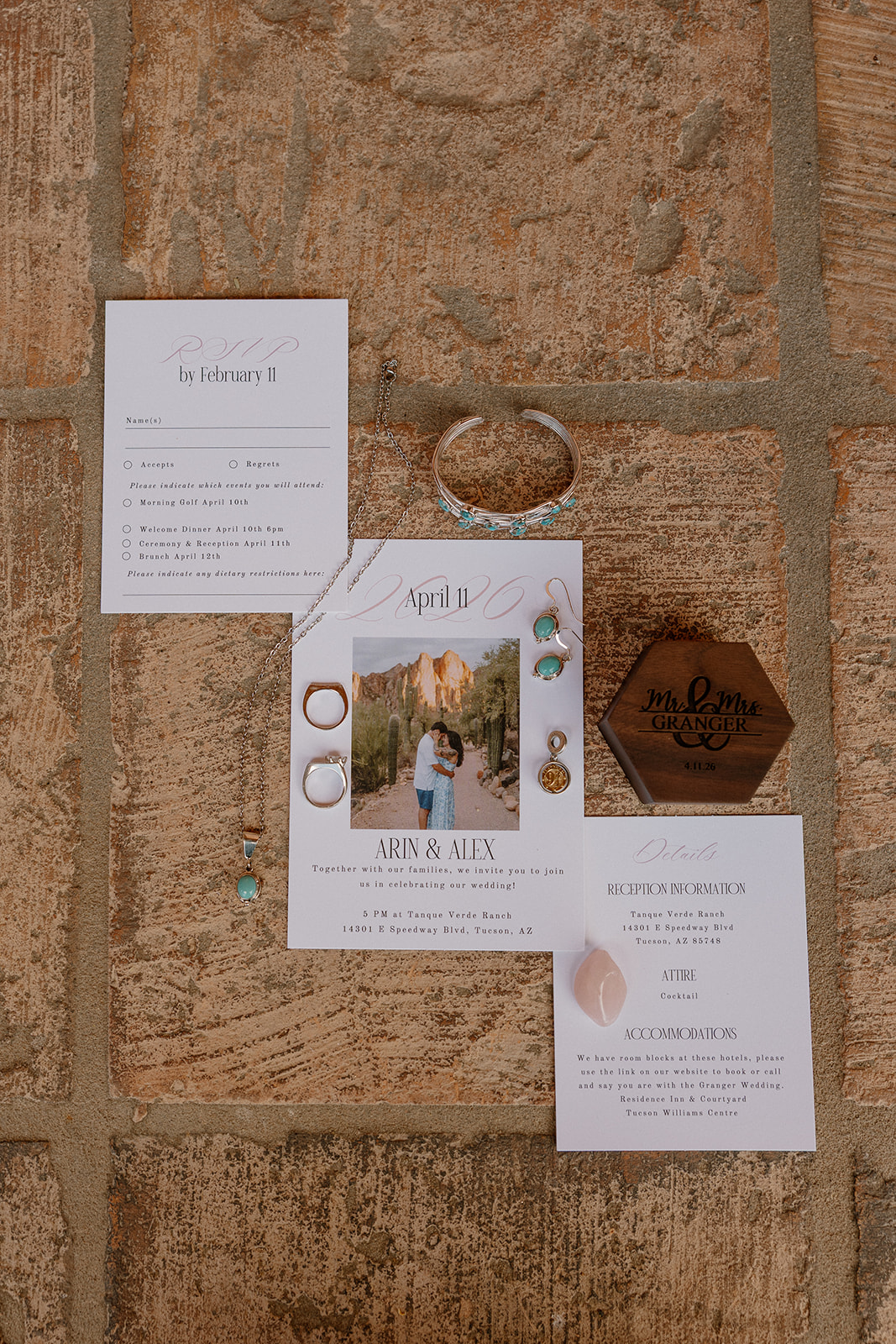 A wedding invitation suite for an intimate wedding