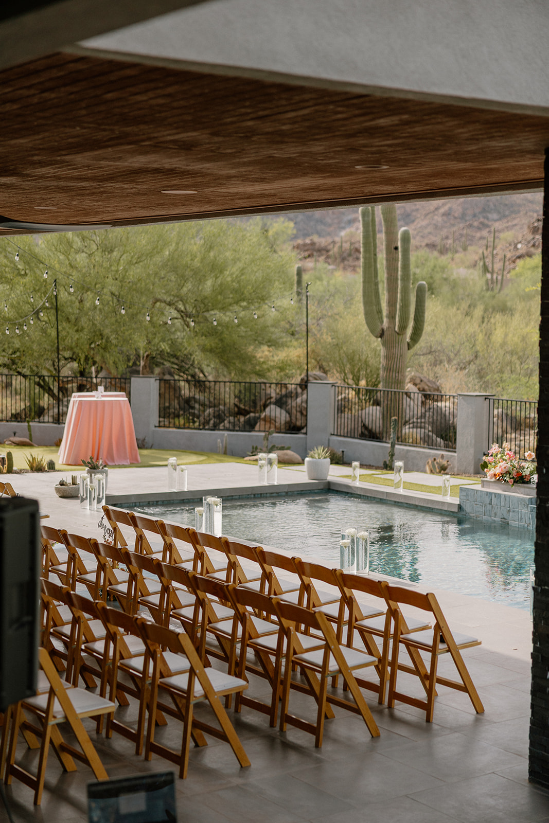 A backyard wedding ceremony setup