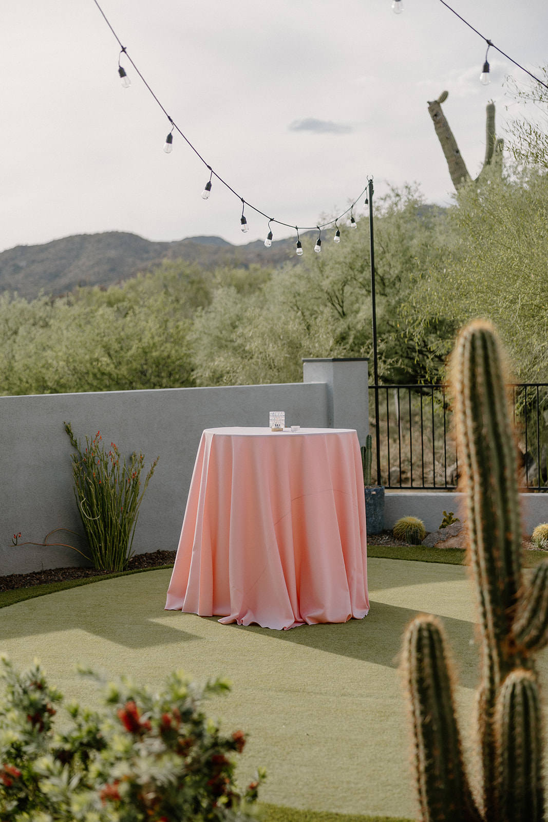 The setup for a backyard wedding in arizona