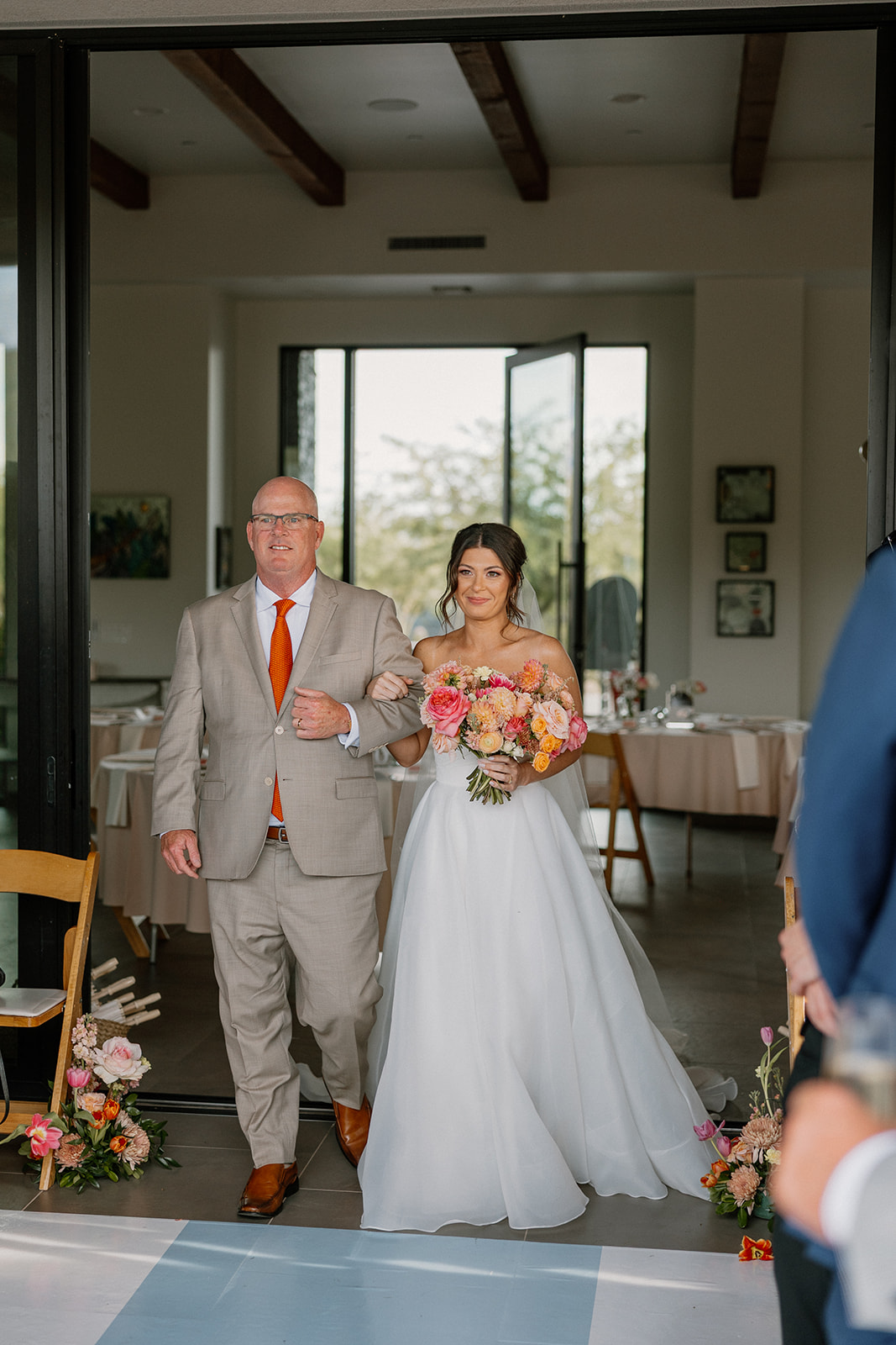 A bride walking down the aisle