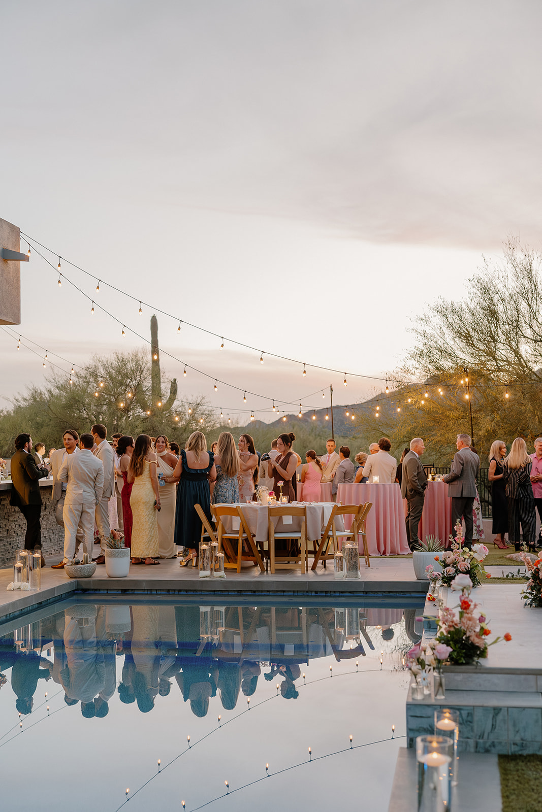 Guests at a backyard wedding