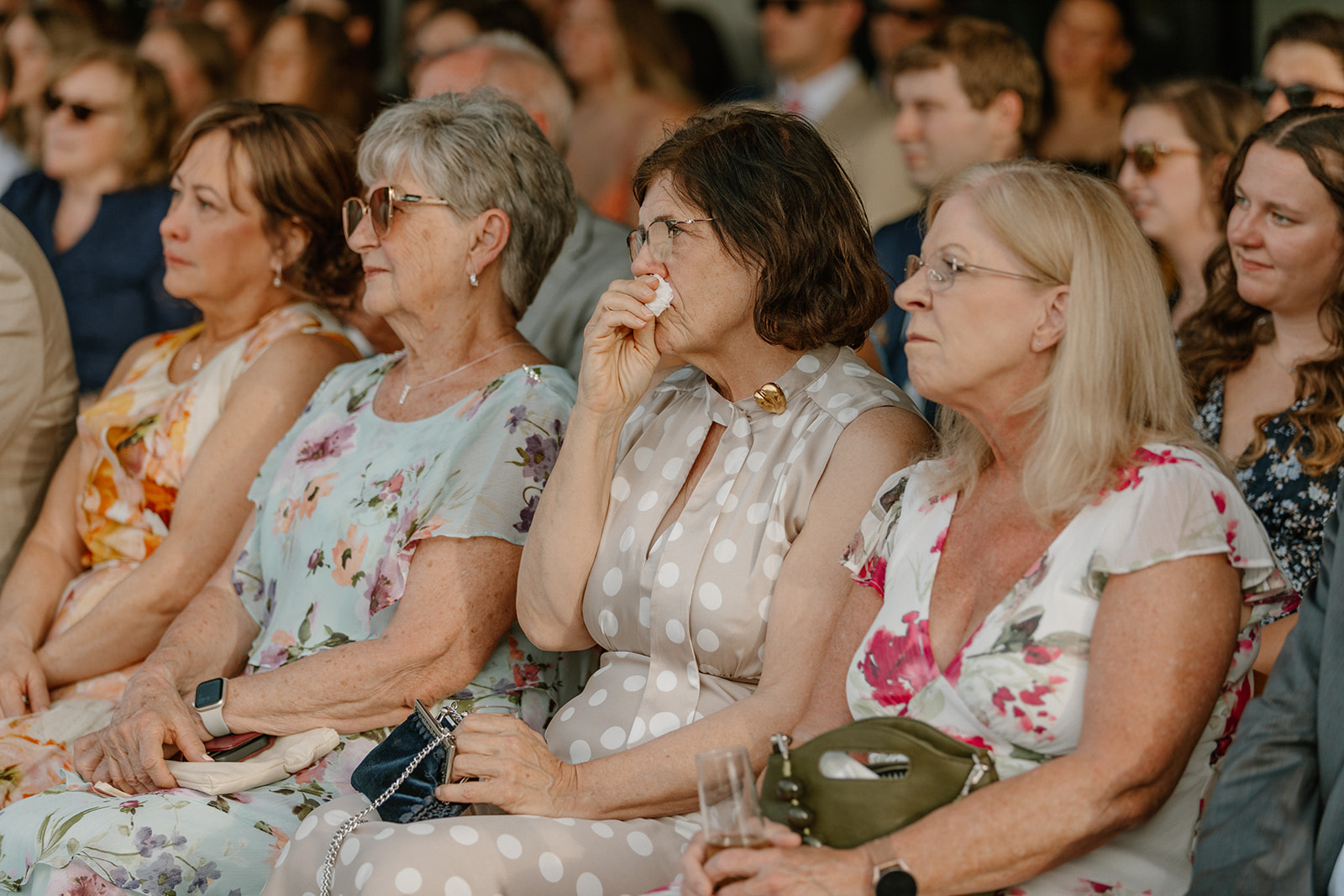 Guests crying during a wedding ceremony