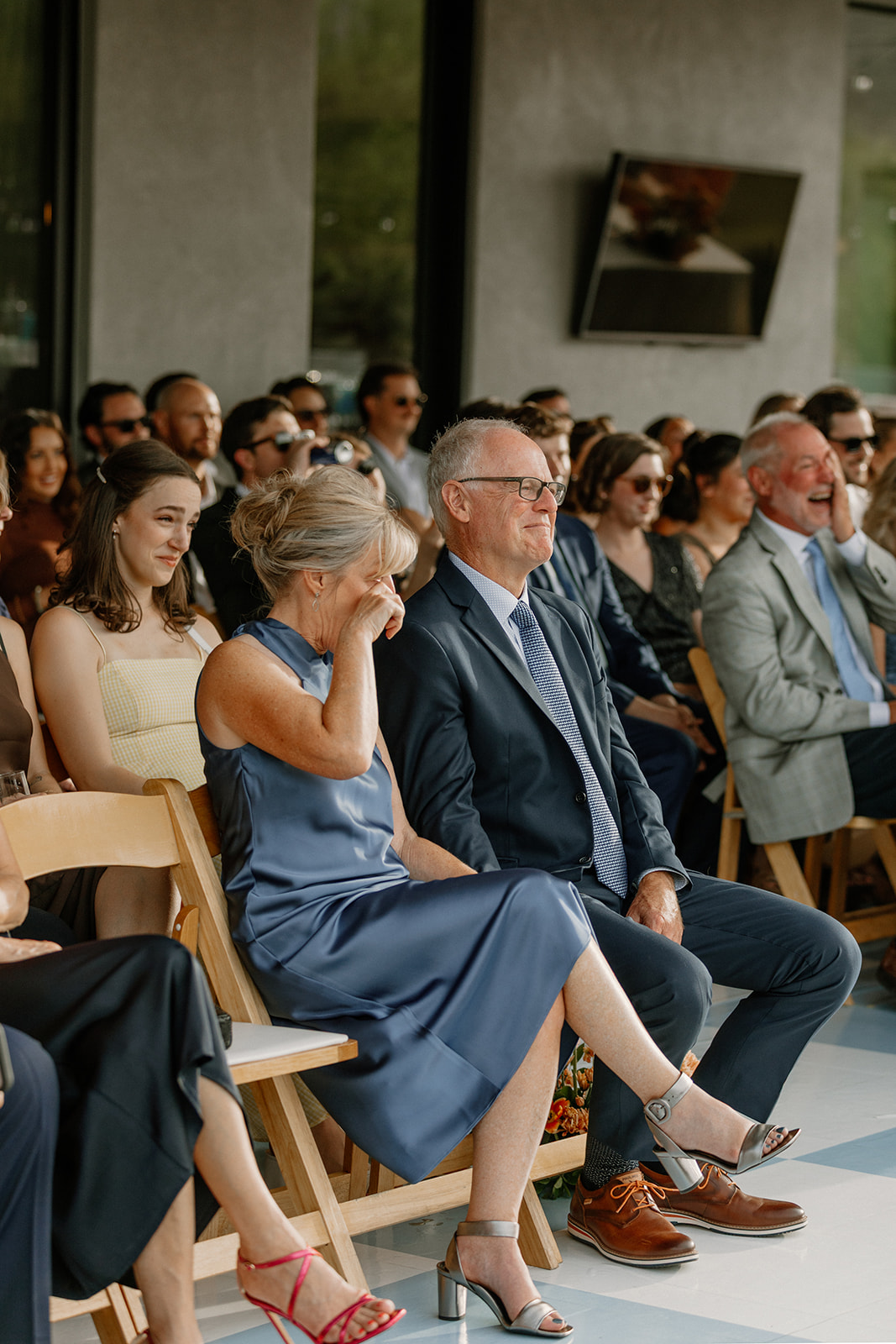 Guests crying during a wedding ceremony