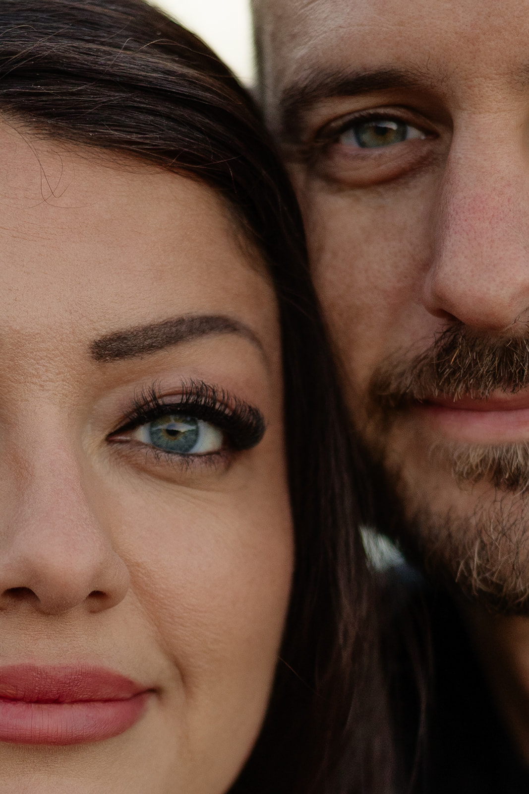 A couple's eyes during their engagement photos